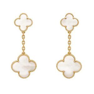 18KGP over 925 sterling silver mother of pearl clover  Earrings